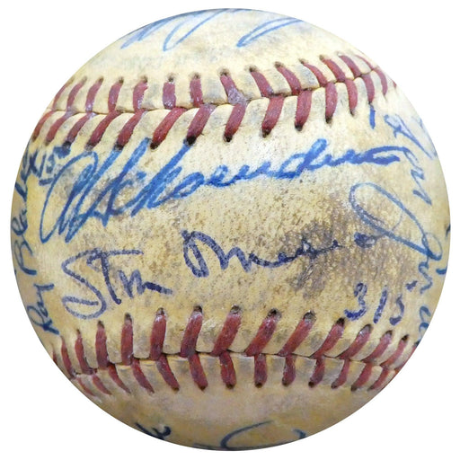 1951 St. Louis Cardinals & Cincinnati Reds Autographed Official Baseball With 23 Total Signatures Including Stan Musial Beckett BAS #A52633 - RSA