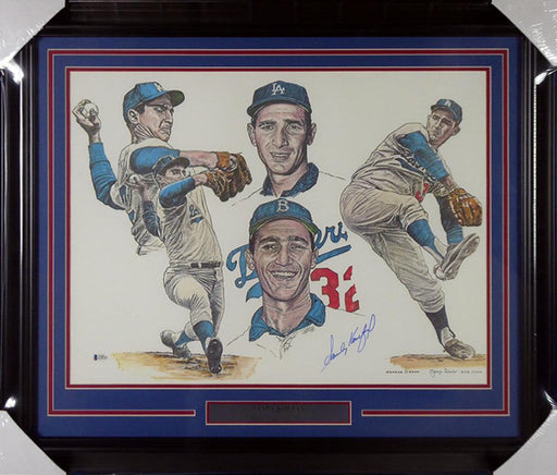 Sandy Koufax Autographed Framed 18x24 Lithograph Photo Los Angeles Dodgers Beckett BAS Stock #135266 - RSA