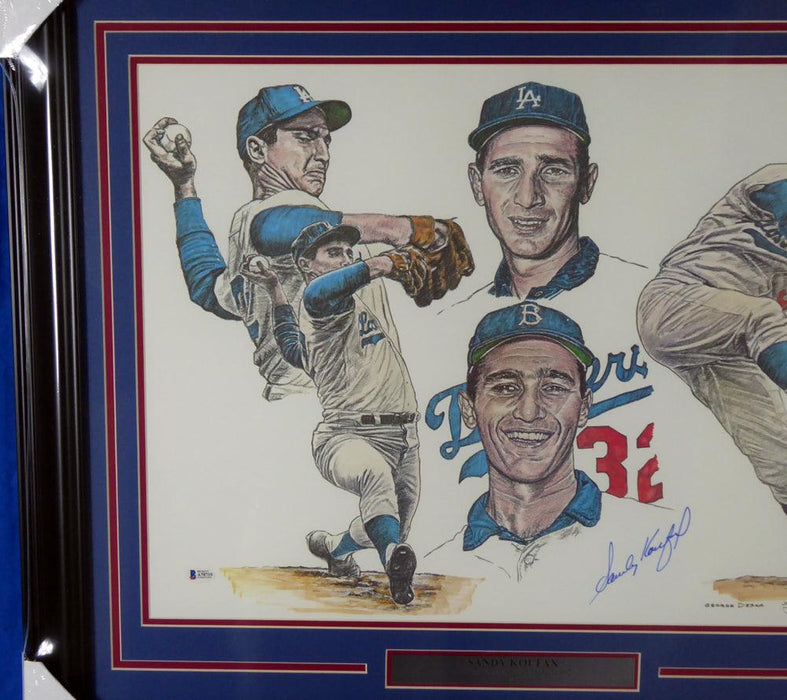 Sandy Koufax Autographed Framed 18x24 Lithograph Photo Los Angeles Dodgers Beckett BAS Stock #135266 - RSA