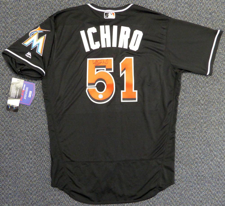 Miami Marlins Ichiro Suzuki Autographed Black Majestic Authentic Flex Base Jersey Size 48 IS Holo Stock #111459 - RSA