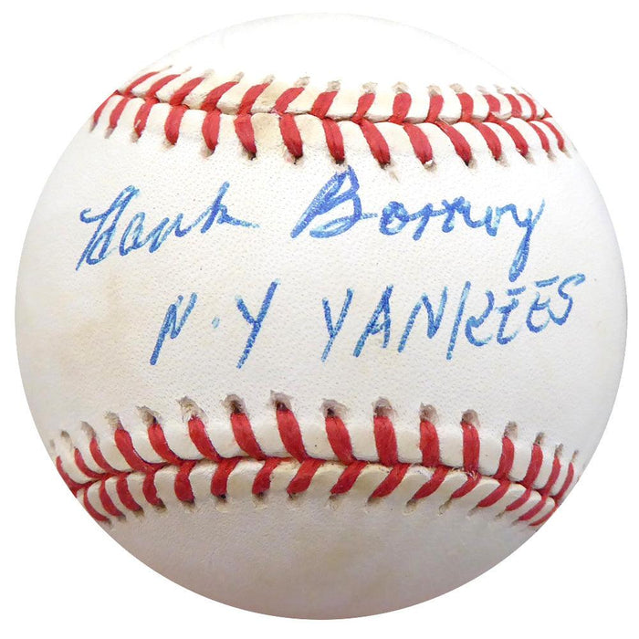 Hank Borowy Autographed Official AL Baseball New York Yankees "N.Y. New York Yankees" Beckett BAS #F26244 - RSA