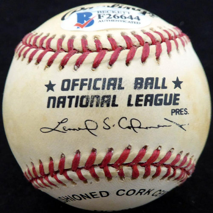 Joe Moore Autographed Official NL Baseball New York Giants Beckett BAS #F26644 - RSA