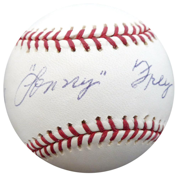 Lonny Frey Autographed Official MLB Baseball Brooklyn Dodgers "To Greg My Best" Beckett BAS #F26645 - RSA