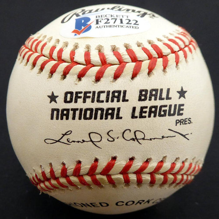 Ed Miksis Autographed Official NL Baseball Brooklyn Dodgers Beckett BAS #F27122 - RSA