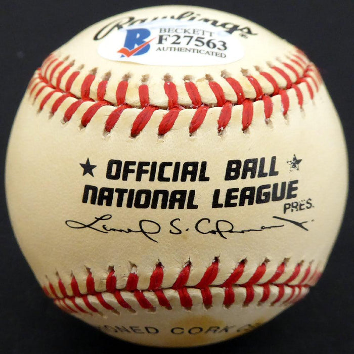 Paul Smith Autographed Official NL Baseball Pittsburgh Pirates, Chicago Cubs Beckett BAS #F27563 - RSA
