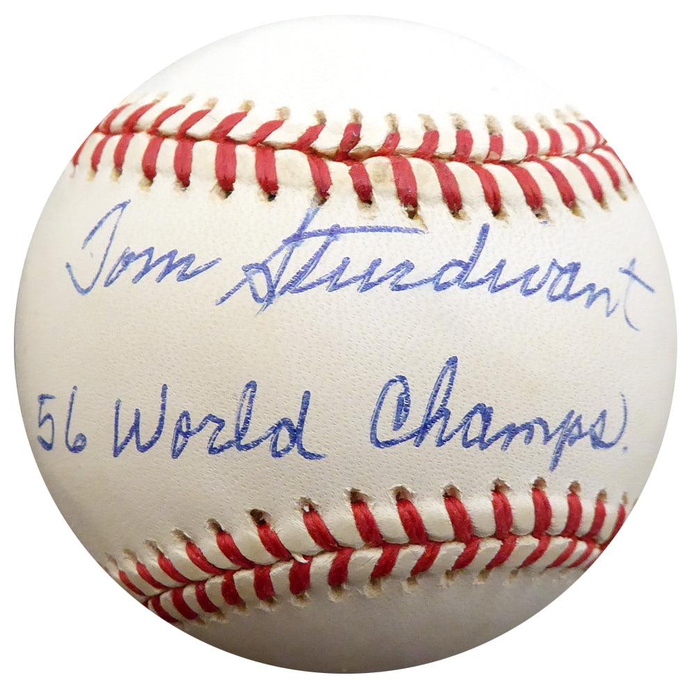 Tom Sturdivant Autographed Official AL Baseball New York Yankees "56 World Champs" Beckett BAS #F27573 - RSA