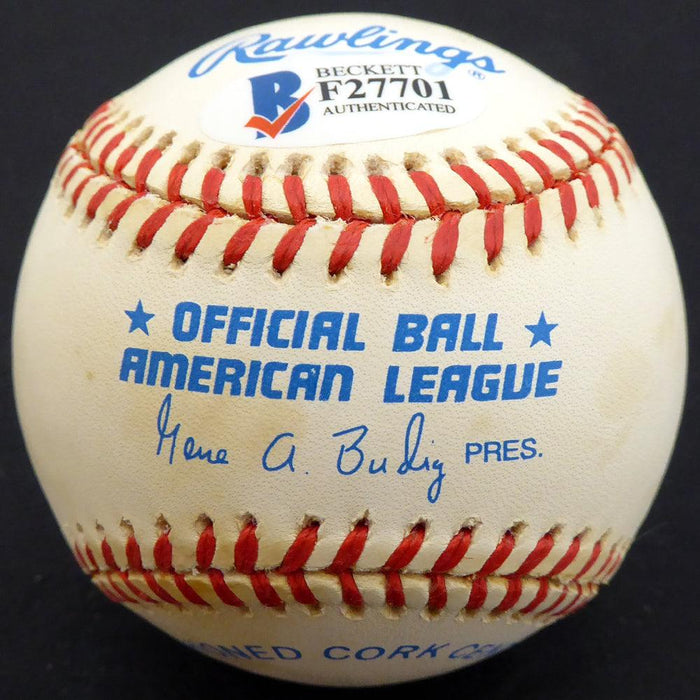 Rusty Torres Autographed Official AL Baseball Cleveland Indians, California Angels Beckett BAS #F27701 - RSA