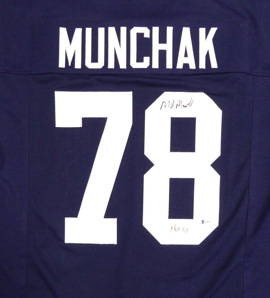 Penn State Nittany Lions Mike Munchak Autographed Blue Jersey Beckett BAS Stock #114984 - RSA