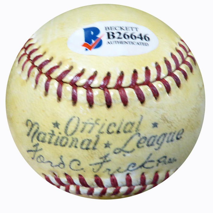 Harry Danning Autographed Official NL Frick Baseball New York Giants Vintage Beckett BAS #B26646 - RSA