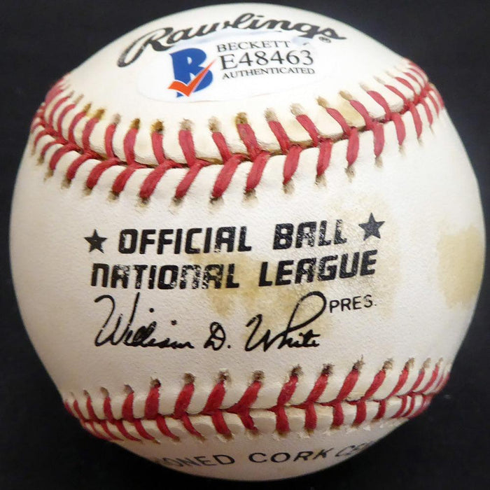 John Rutherford Autographed Official NL Baseball Brooklyn Dodgers Beckett BAS #E48463 - RSA
