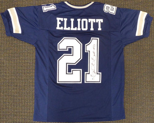 Dallas Cowboys Ezekiel Elliott Autographed Blue Jersey Beckett BAS Stock #145328 - RSA