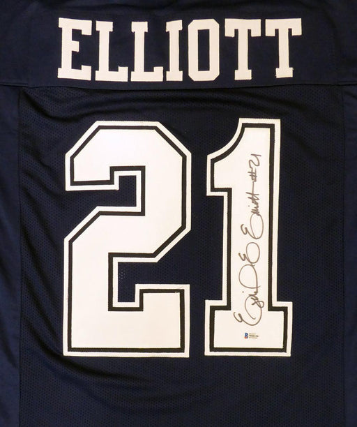 Dallas Cowboys Ezekiel Elliott Autographed Blue Jersey Beckett BAS Stock #145328 - RSA