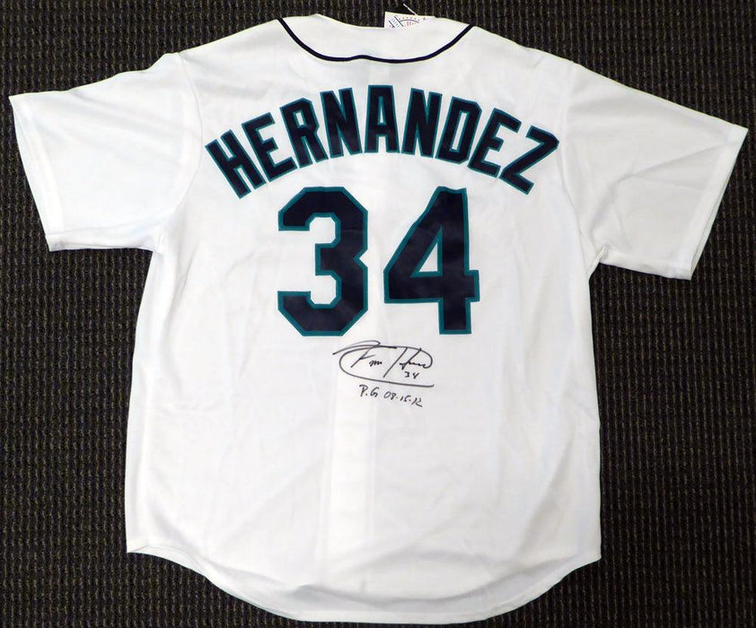 Seattle Mariners Felix Hernandez Autographed White Majestic Jersey "PG 8-15-12" Size XL MLB Holo Stock #124656 - RSA