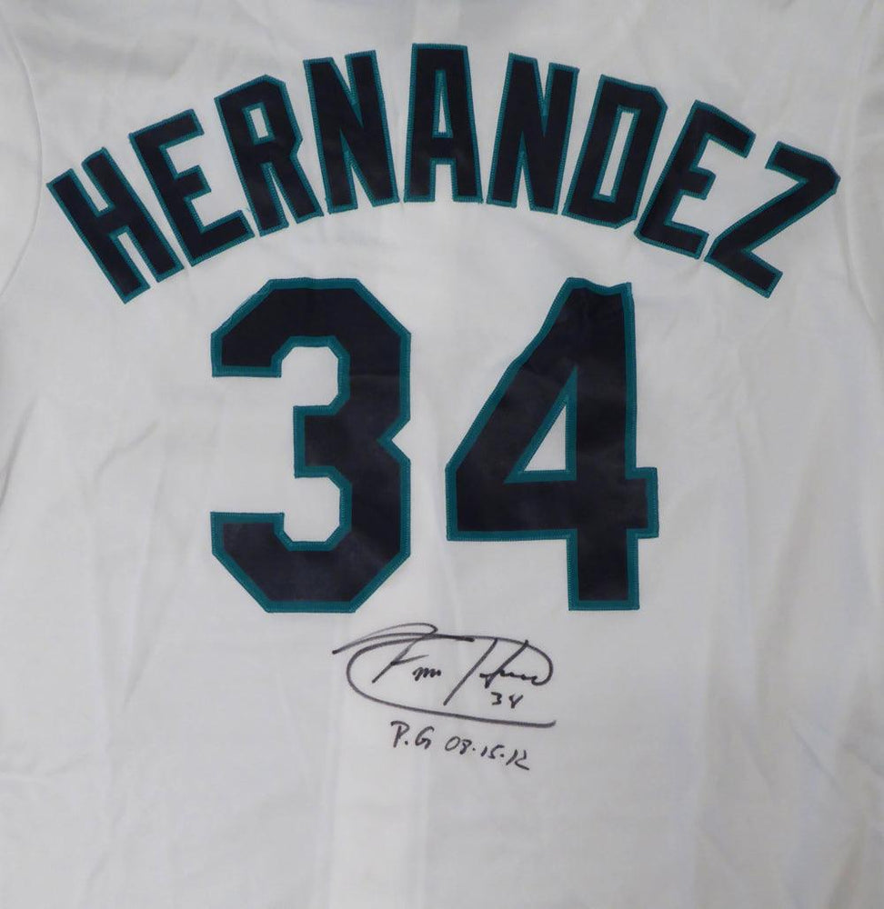 Seattle Mariners Felix Hernandez Autographed White Majestic Jersey "PG 8-15-12" Size XL MLB Holo Stock #124656 - RSA