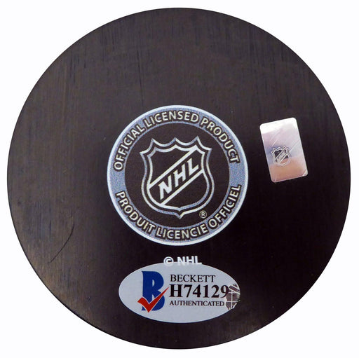 Brett Hull Autographed Official St. Louis Blues Logo Puck In White Beckett BAS Stock #152346 - RSA