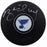 Brett Hull Autographed Official St. Louis Blues Logo Puck In Thin Silver Beckett BAS Stock #152348 - RSA