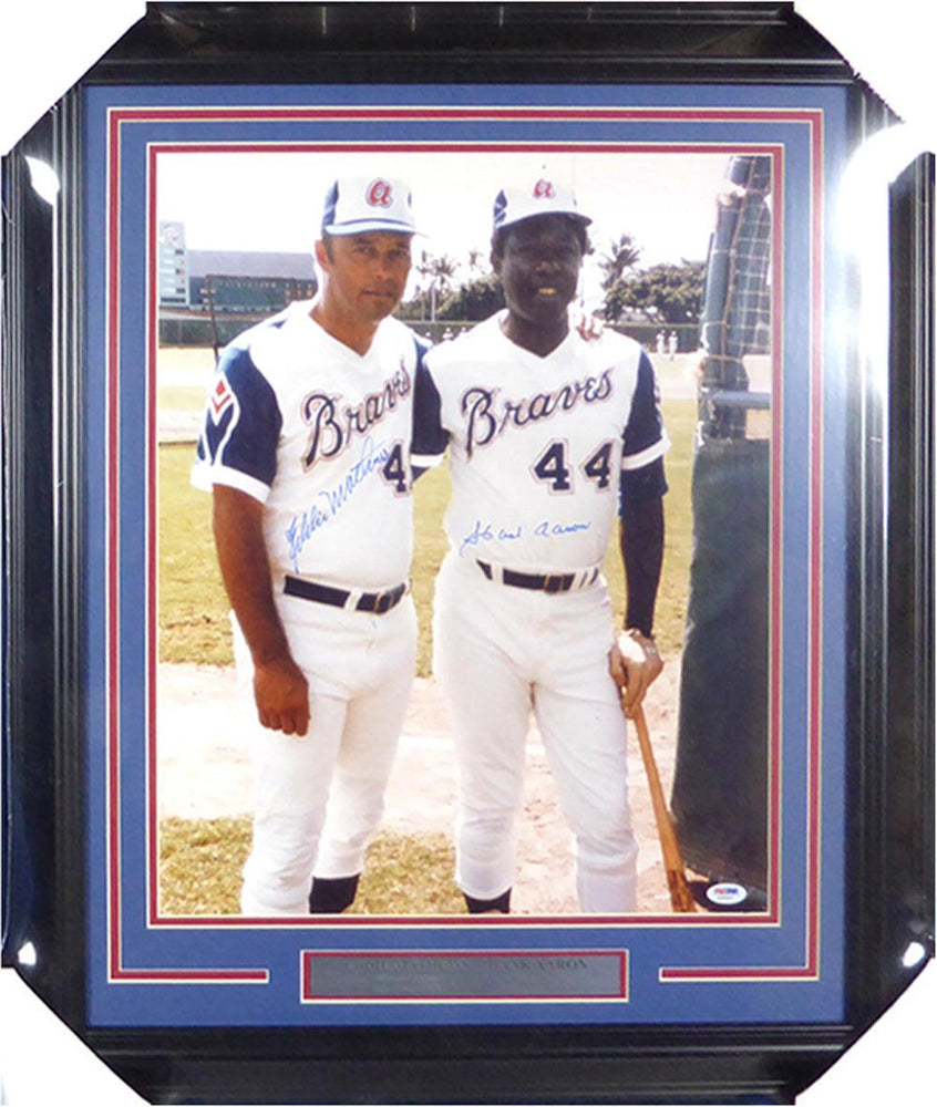 Hank Aaron & Eddie Mathews Autographed Framed 16x20 Photo Atlanta Braves PSA/DNA #X30527 - RSA