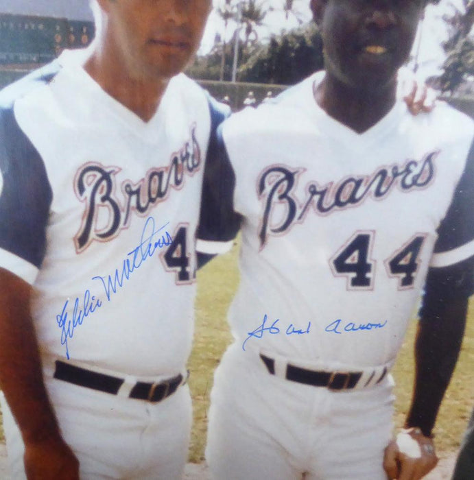 Hank Aaron & Eddie Mathews Autographed Framed 16x20 Photo Atlanta Braves PSA/DNA #X30527 - RSA