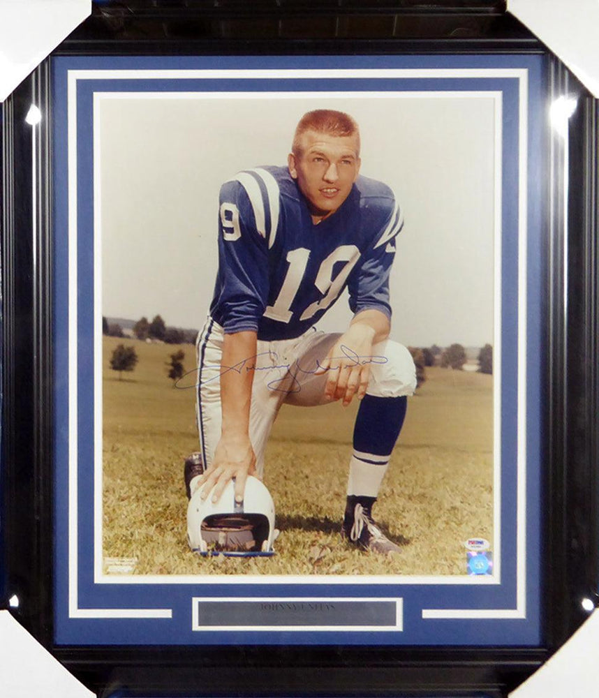 Johnny Unitas Autographed Framed 16x20 Photo Baltimore Colts PSA/DNA #X01960 - RSA