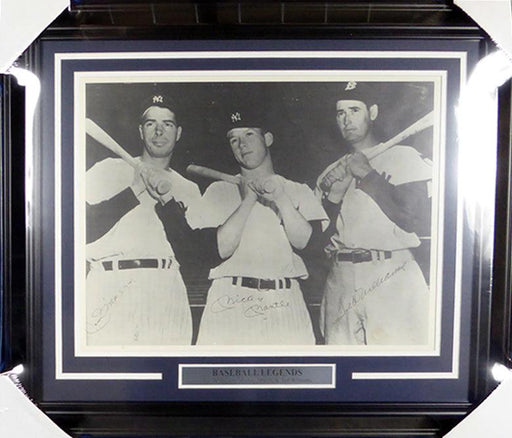 Mickey Mantle, Joe DiMaggio & Ted Williams Autographed Framed 16x20 Photo JSA #Z42381 - RSA