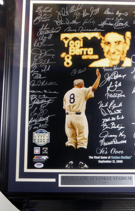 New York Yankees Team Greats Autographed Framed 16x20 Photo With 56 Signatures Including Yogi Berra PSA/DNA Stock #130312 - RSA