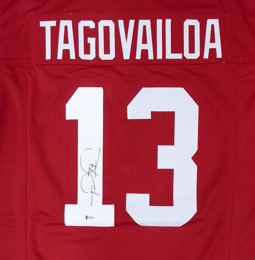 Alabama Crimson Tide Tua Tagovailoa Autographed Framed Red Jersey Beckett BAS Stock #162370 - RSA