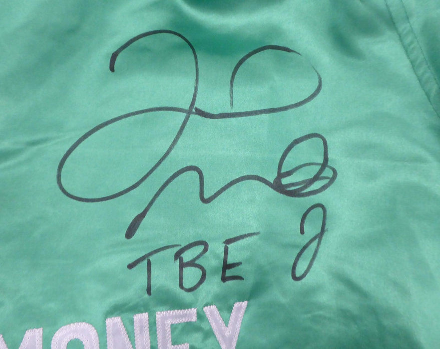 Floyd Mayweather Jr. Autographed Green Boxing Trunks "TBE" Beckett BAS Stock #159664 - RSA