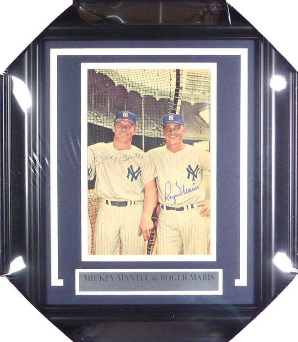Mickey Mantle & Roger Maris Autographed Framed 7x10 Magazine Page Phot — RSA