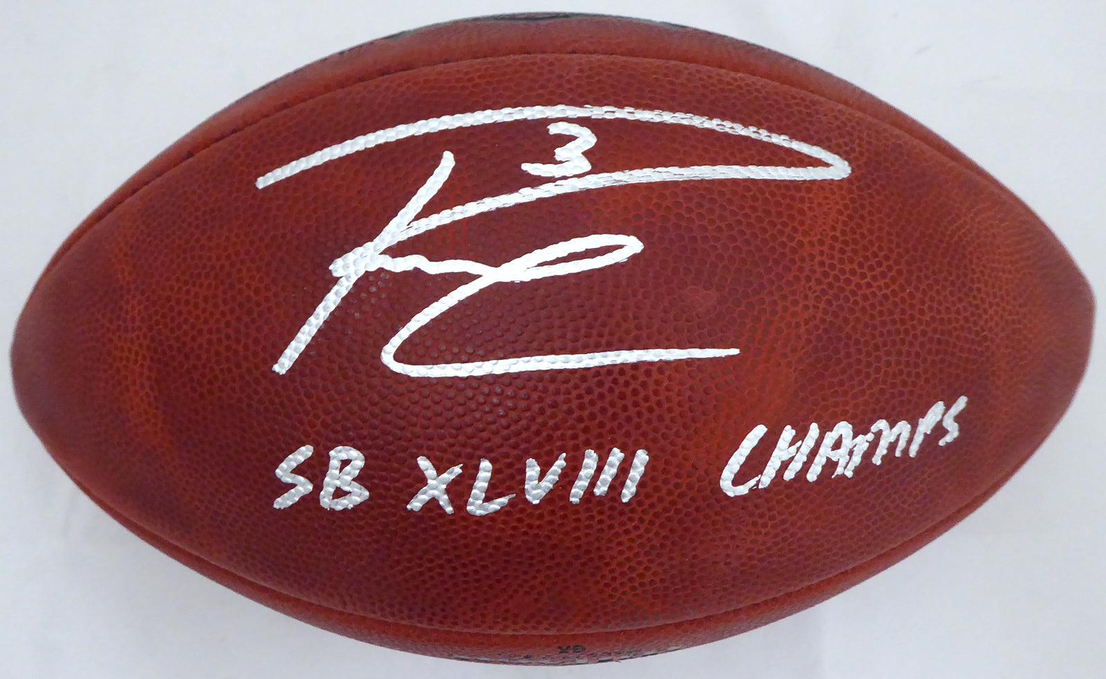 Russell Wilson Autographed Limited Edition Super Bowl Leather Football Seattle Seahawks "SB XLVIII Champs" RW Holo Stock #162974 - RSA