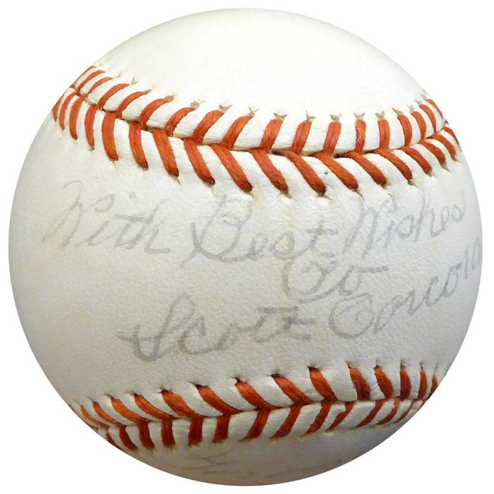 Joe McCarthy Autographed Official League Baseball New York Yankees "To Scott Best Wishes" Beckett BAS #A76425 - RSA