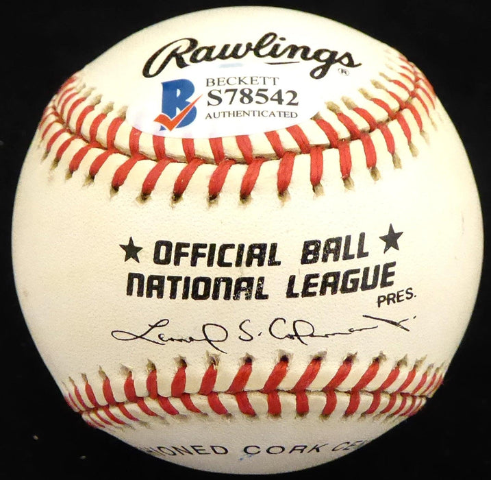 Willard Marshall Autographed Official NL Baseball Cincinnati Reds, Boston Braves "Best Wishes" Beckett BAS #S78542 - RSA