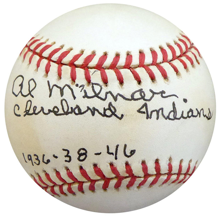 Al Milnar Autographed Official AL Baseball Cleveland Indians "Cleveland Indians 1936-38-46" Beckett BAS #S78744 - RSA