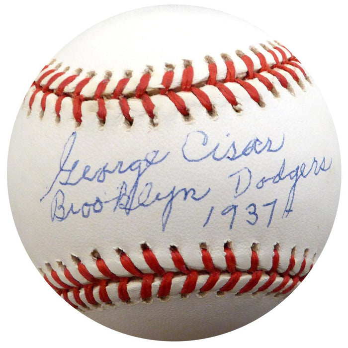 George Cisar Autographed Official NL Baseball Brooklyn Dodgers "Brooklyn Dodgers 1937" Beckett BAS #F26414 - RSA