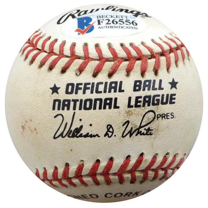 Herman Franks Autographed Official NL Baseball Brooklyn Dodgers Beckett BAS #F26556 - RSA