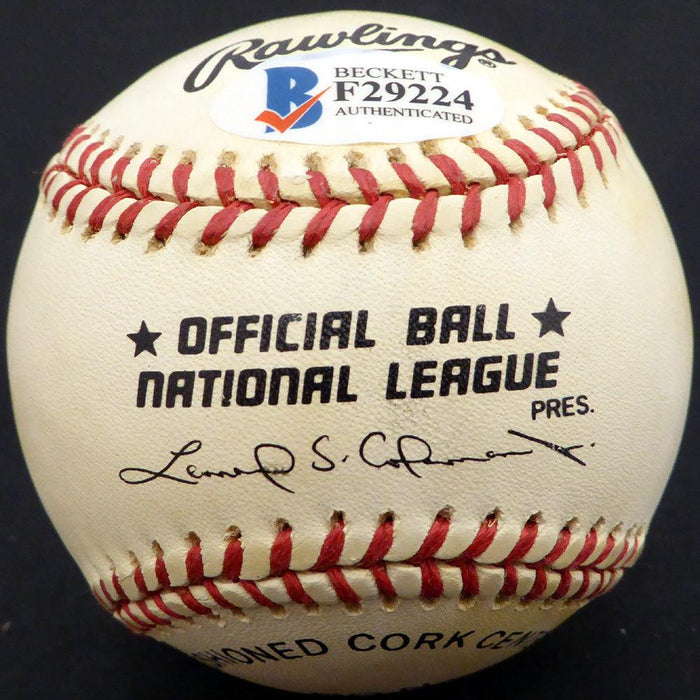Larry Jansen Autographed Official NL Baseball New York Giants Beckett BAS #F29224 - RSA