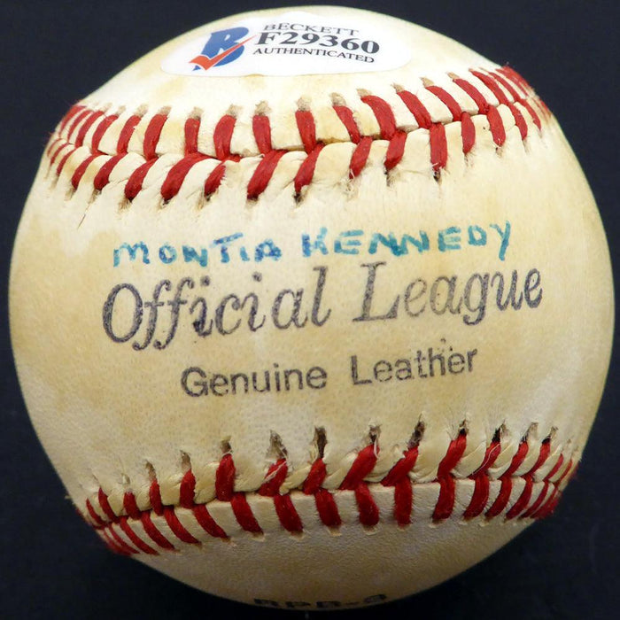 Monte "Monty" Kennedy Autographed Official OL Baseball New York Giants Beckett BAS #F29360 - RSA