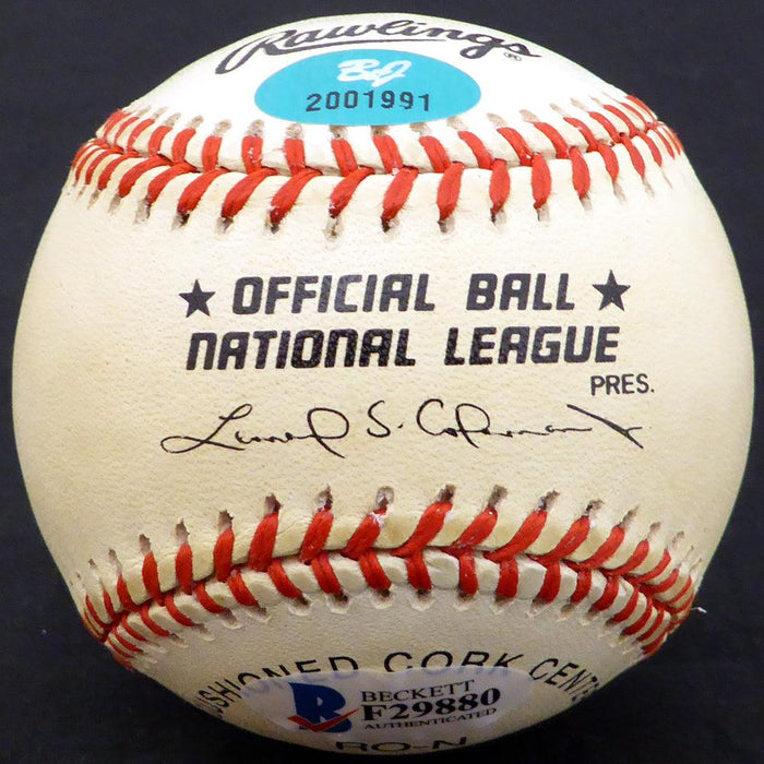 Ron Ronald Lee Reed Autographed Official NL Baseball Philadelphia Phillies Full Name Beckett BAS #F29880 - RSA