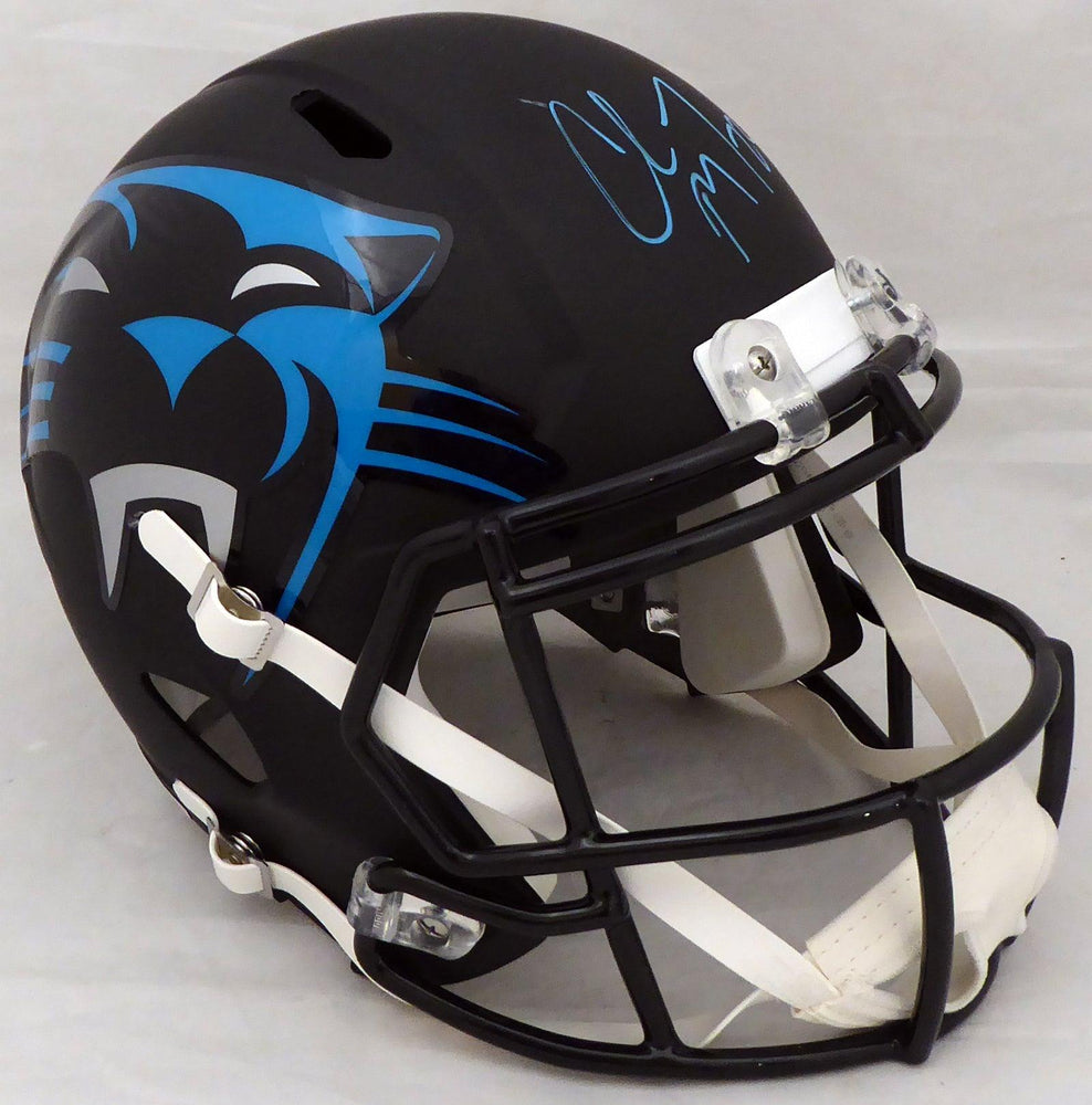 Christian McCaffrey Autographed Carolina Panthers Black AMP Full Size Speed Replica Helmet (Scuff) Beckett BAS #WA47391 - RSA