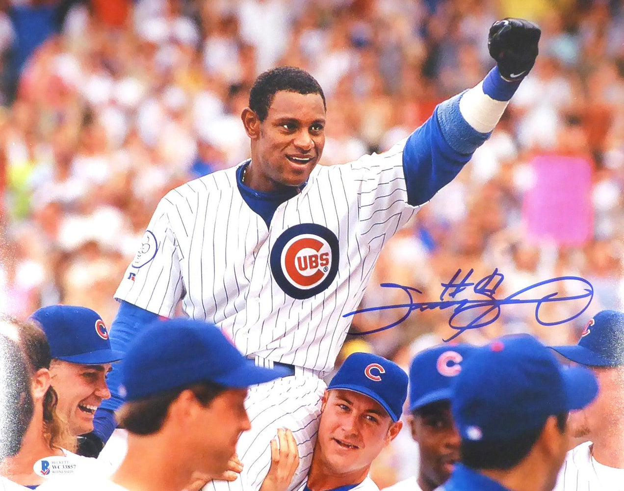 Sammy Sosa Autographed 11x14 Photo Chicago Cubs Beckett BAS Stock #177688 - RSA