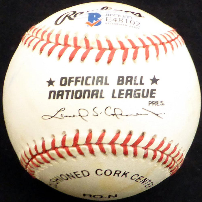 Pete Coscarart Autographed Official NL Baseball Brooklyn Dodgers, Pittsburgh Pirates Beckett BAS #E48102 - RSA