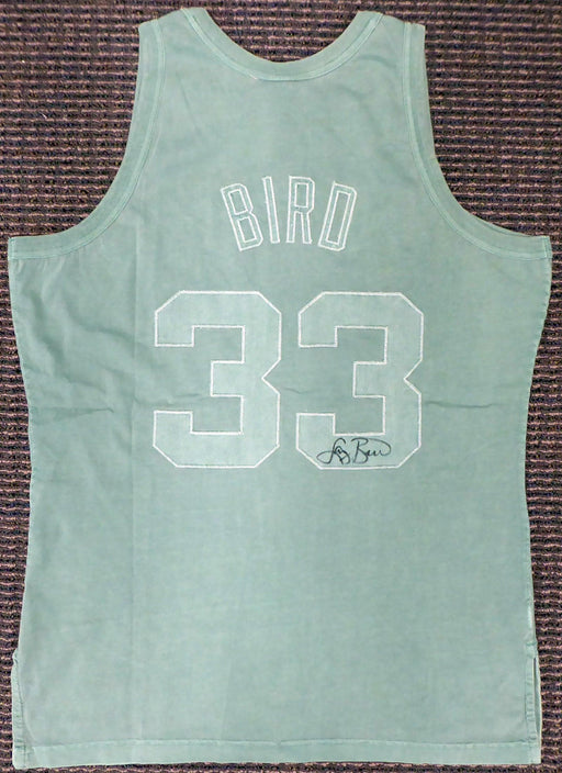 Boston Celtics Larry Bird Autographed Green Mitchell & Ness Washed Out Swingman Jersey Size L Beckett BAS Stock #177710 - RSA