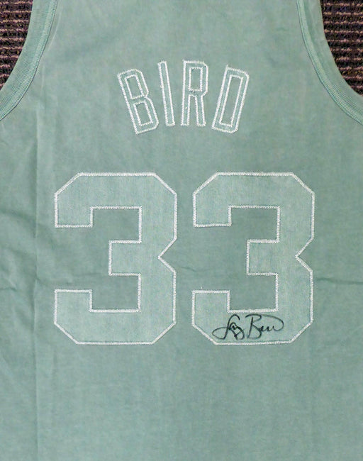 Boston Celtics Larry Bird Autographed Green Mitchell & Ness Washed Out Swingman Jersey Size L Beckett BAS Stock #177710 - RSA