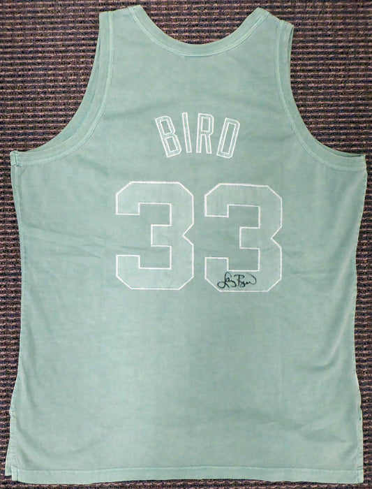 Boston Celtics Larry Bird Autographed Green Mitchell & Ness Washed Out Swingman Jersey Size XL Beckett BAS Stock #177711 - RSA