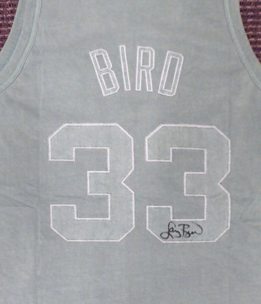 Boston Celtics Larry Bird Autographed Green Mitchell & Ness Washed Out Swingman Jersey Size XL Beckett BAS Stock #177711 - RSA