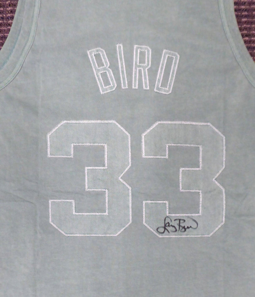Boston Celtics Larry Bird Autographed Green Mitchell & Ness Washed Out Swingman Jersey Size XL Beckett BAS Stock #177711 - RSA