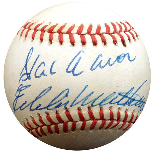 Hank Aaron & Eddie Mathews Autographed Official NL Baseball Milwaukee Braves Beckett BAS #E48613 - RSA
