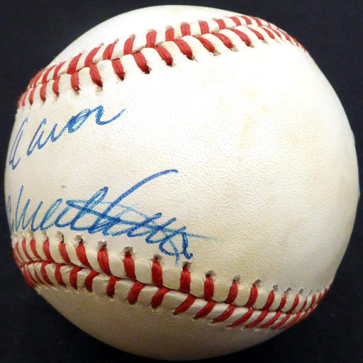 Hank Aaron & Eddie Mathews Autographed Official NL Baseball Milwaukee Braves Beckett BAS #E48613 - RSA