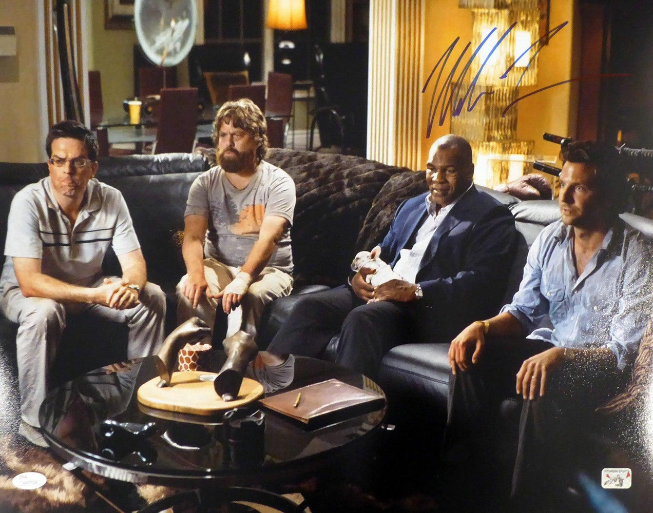 Mike Tyson Autographed 16x20 Photo The Hangover In Blue JSA Stock #179417 - RSA