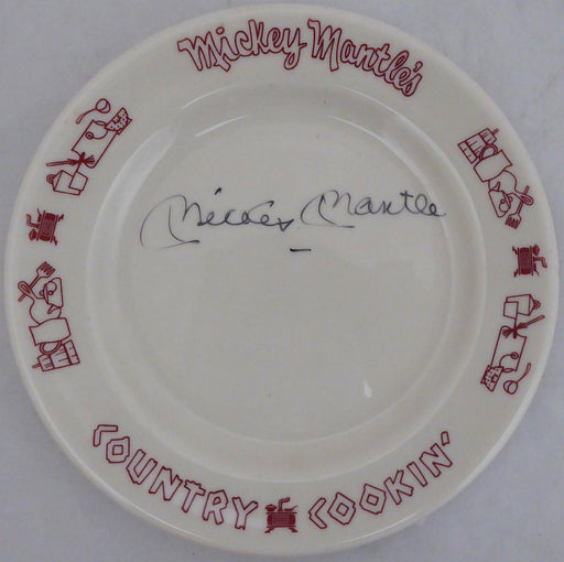 Mickey Mantle Autographed Mickey Mantle's Country Cooking' Restaurant Plate New York Yankees Beckett BAS #A34682 - RSA