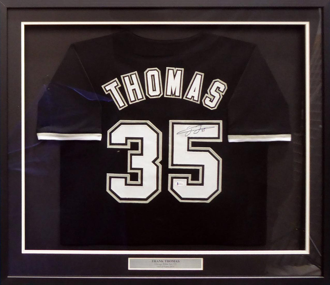 Chicago White Sox Frank Thomas Autographed Framed Black Jersey Beckett BAS Stock #185081 - RSA